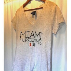 Adidas Miami Hurricanes College Winners T Shirt Size Med Gray V-Neck Graphic